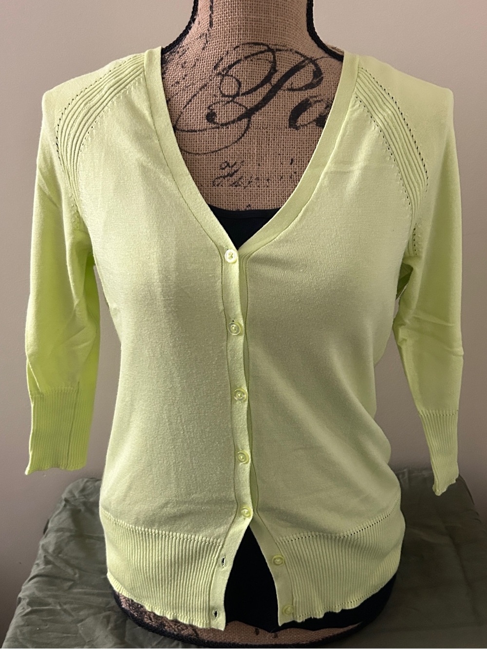 Maurices Pale Lime V-Neck Button Front Cardigan